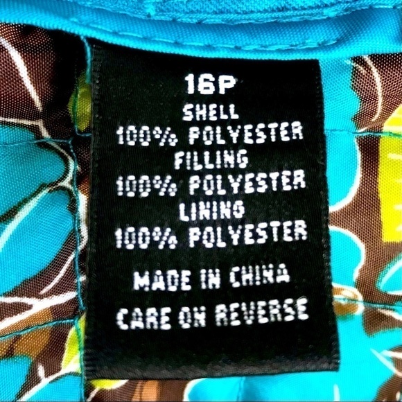 Briggs New York Turquoise Teal Quilted Snap Button Up Collared Jacket 16 Petite - Picture 10 of 12